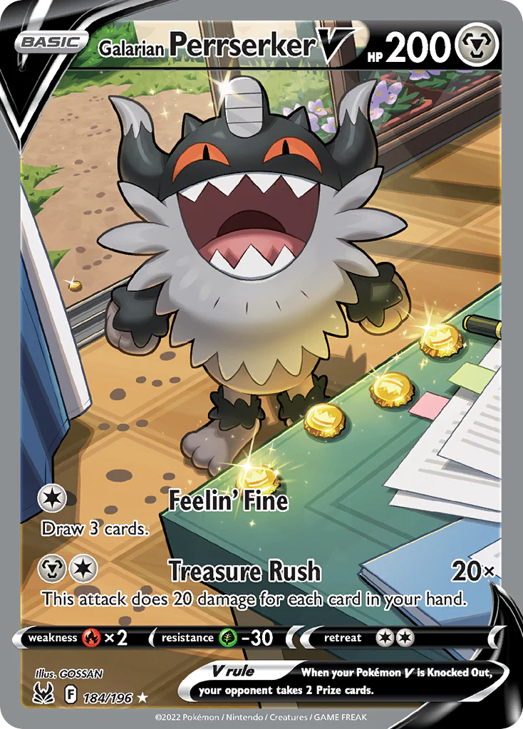 Galarian Perrserker V Alternate Art - 184/196 - Mint Condition